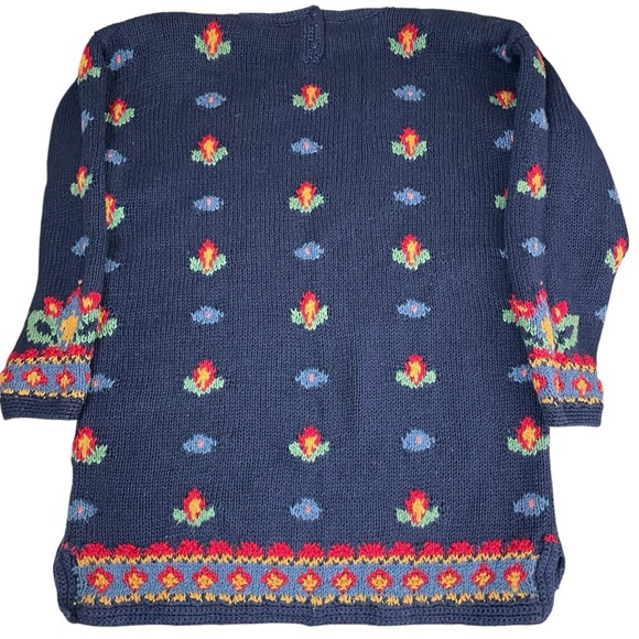 Vintage Signatures by Northern Isles Floral Hand Knit Sweater Medium - Picture 9 of 13